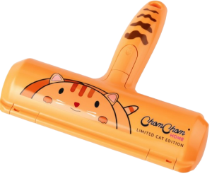 Orange ChomChom cat hair remover roller with cat design